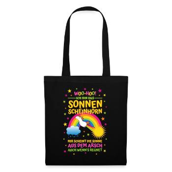 Sonnenscheinhorn mit Spruch Sonne aus dem Arsch - Stoffbeutel - Schwarz - Vorne
