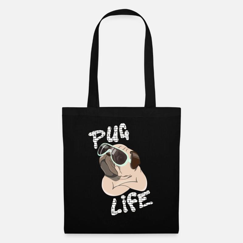 Mops: Pug Life - Stoffbeutel - Schwarz