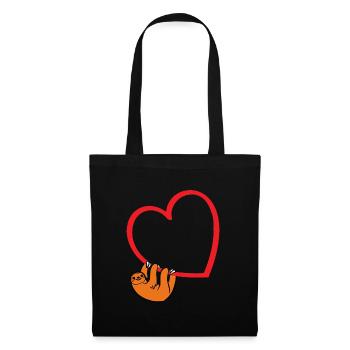 Sloth Valentines Day, Womens Sloths Valentine Hear - Sac en tissu - noir - Devant