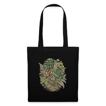 Botanical Jungle – Vintage Pflanzen Bouquet - Stoffbeutel - Schwarz - Vorne