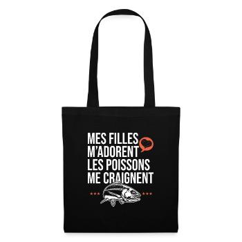 mes filles m adorent les poissons papa pêcheur - Sac en tissu - noir - Devant