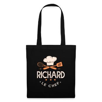 Richard Chef Ici c est richard le chef cuisine - Sac en tissu - noir - Devant