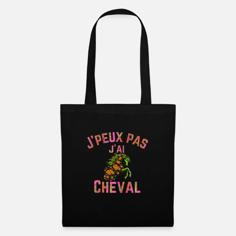 J Peux Pas J Ai Cheval fleur - Sac en tissu - noir
