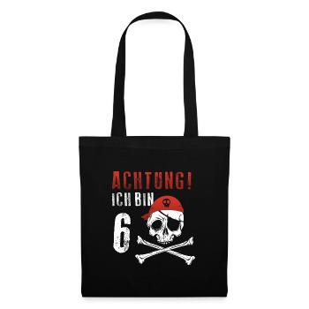 Ich bin 6 Jahre alt Pirat Geburtstagsgeschenk - Stoffbeutel - Schwarz - Vorne
