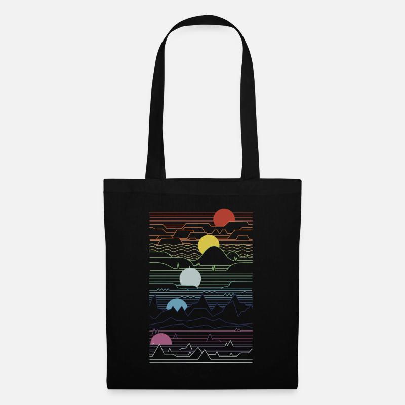 Multiple Sunrise Planet Geometric Retro - Tote Bag - black