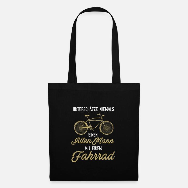 alter Mann mit Fahrrad Geschenk - Stoffbeutel - Schwarz