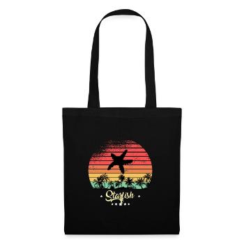 Étoile de mer plongée Vintage Rétro Coucher de soleil - Sac en tissu - noir - Devant