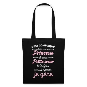 Petite Sœur Et Princesse Cadeau Drôle Pour Sœur - Sac en tissu - noir - Devant