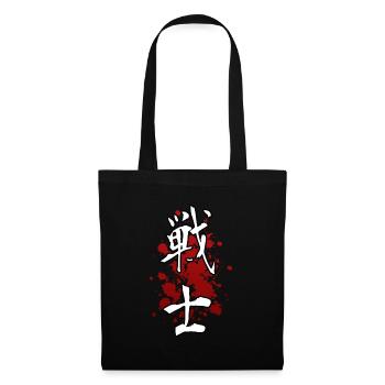 Japanese Kanji WARRIOR - Anime Shirt - Tote Bag - black - Front