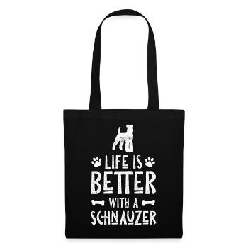 Chien moustache - Sac en tissu - noir - Devant