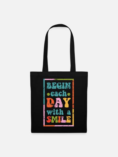 motivational t-shirt smile day grunge effect - Tote Bag - black