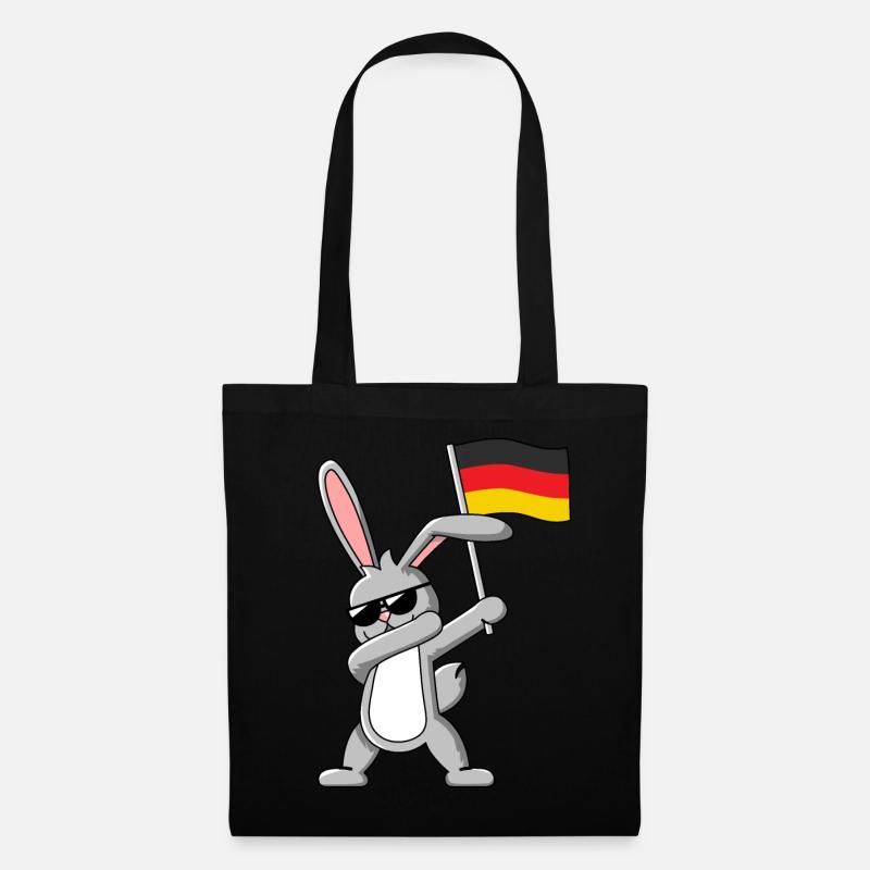 Dabbing Rabbit mit Deutschlandfahne - Stoffbeutel - Schwarz