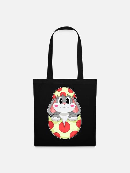Hase Ei - Stoffbeutel - Schwarz