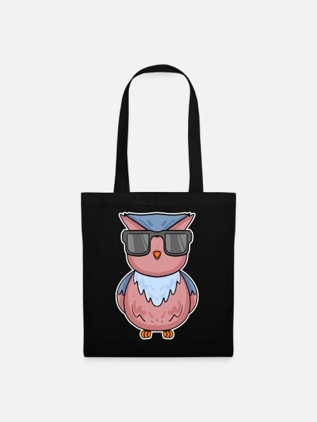 Eule mit Brille - Stoffbeutel - Schwarz