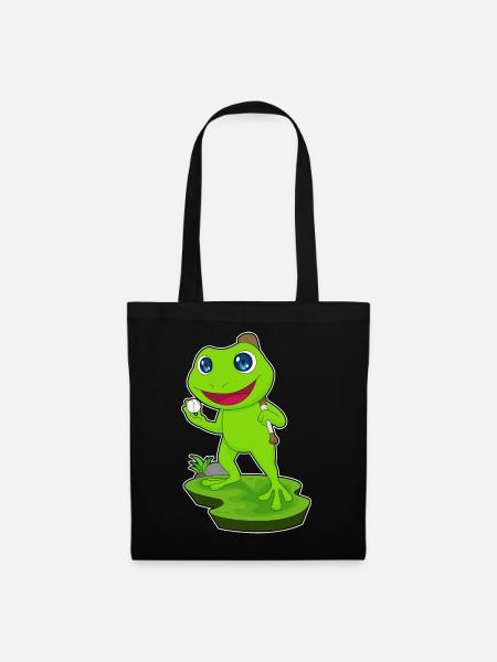 Frosch Baseball Baseballschläger Sport - Stoffbeutel - Schwarz