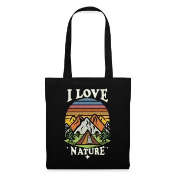 Ich liebe Natur, mit Bergen - Stoffbeutel - Schwarz - Vorne