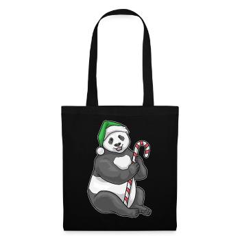 Panda Canne de Noël - Sac en tissu - noir - Devant