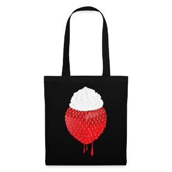 Fraise à la crème – Un design délicieux pour l’été - Sac en tissu - noir - Devant