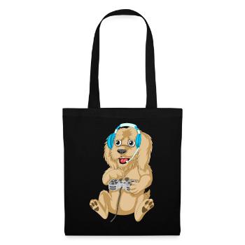 Gaming Golden Doodle Chien Dessin Animé T-Shirt Design - Sac en tissu - noir - Devant