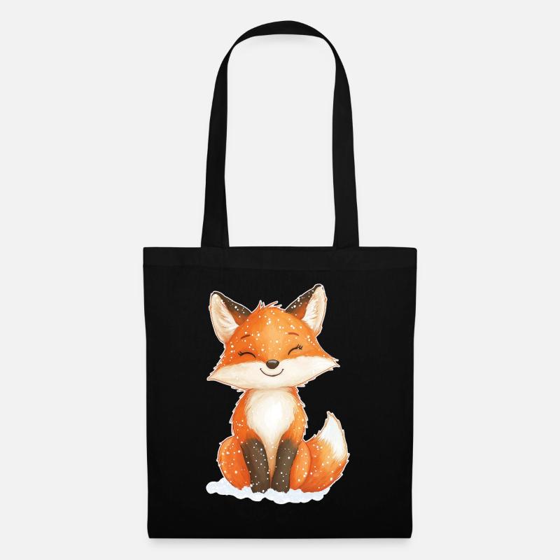 Fuchs Wintermotiv - Stoffbeutel - Schwarz