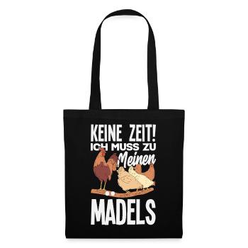 Pas le temps! Je dois aller vers mes filles – des poulets - Sac en tissu - noir - Devant