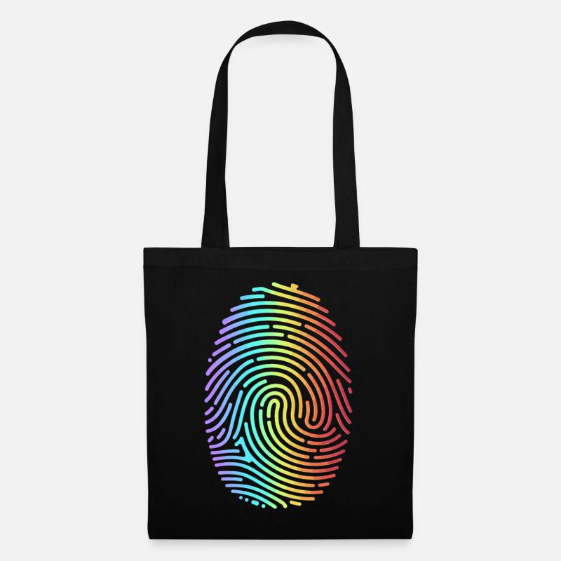 Bunter Regenbogen Fingerabdruck - Stoffbeutel - Schwarz