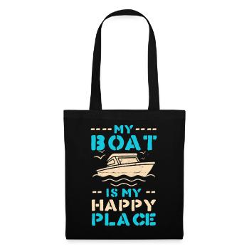 Boot als Happy Place – maritimes Motiv - Stoffbeutel - Schwarz - Vorne
