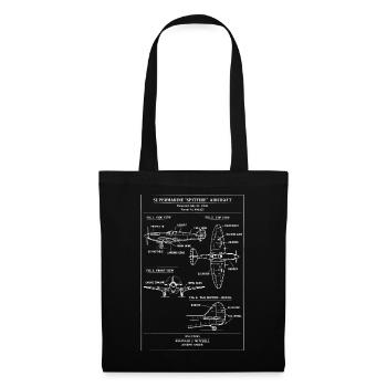 Vintage WW2 Spitfire Fighter Blueprint - Tote Bag - black - Front
