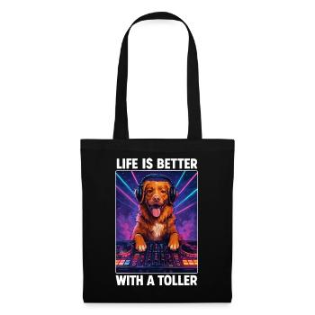 Nova Scotia Toller DJ Hund witzig positiv Geschenk - Stoffbeutel - Schwarz - Vorne