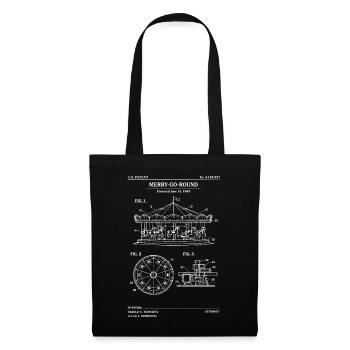 Carousel Blueprint: Vintage Patent - Tote Bag - black - Front