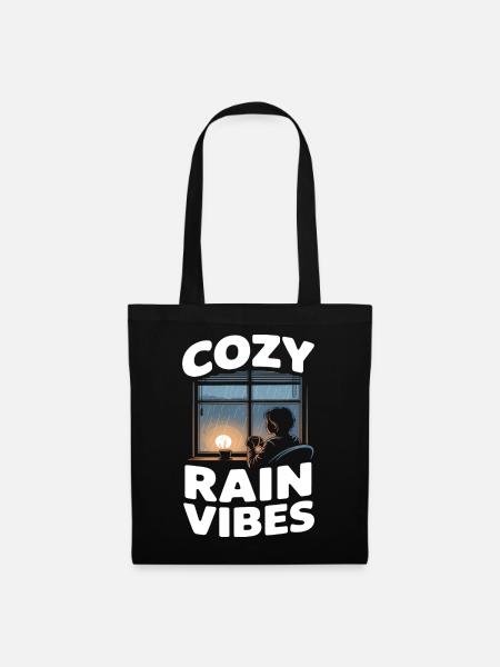 Cozy Rain Vibes Regen - Stoffbeutel - Schwarz