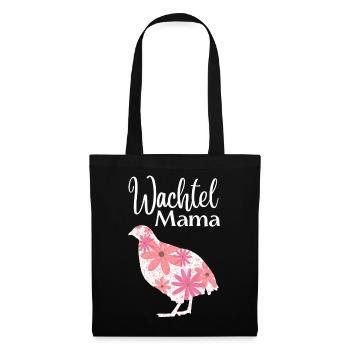 Wachtel Mama | Florales Wachtel Design - Stoffbeutel - Schwarz - Vorne
