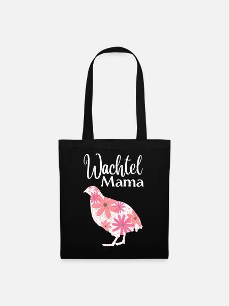 Wachtel Mama | Florales Wachtel Design - Stoffbeutel - Schwarz