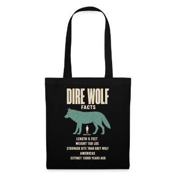 Dire Wolf Fakten Eiszeit Größenvergleich Tafel - Stoffbeutel - Schwarz - Vorne