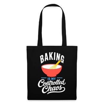 Backen – Baking Is My Controlled Chaos - Stoffbeutel - Schwarz - Vorne