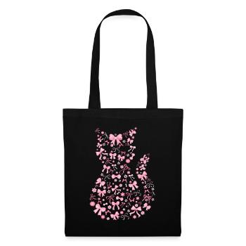 Cute Pink Cat Flirty Bow Gift - Tote Bag - black - Front