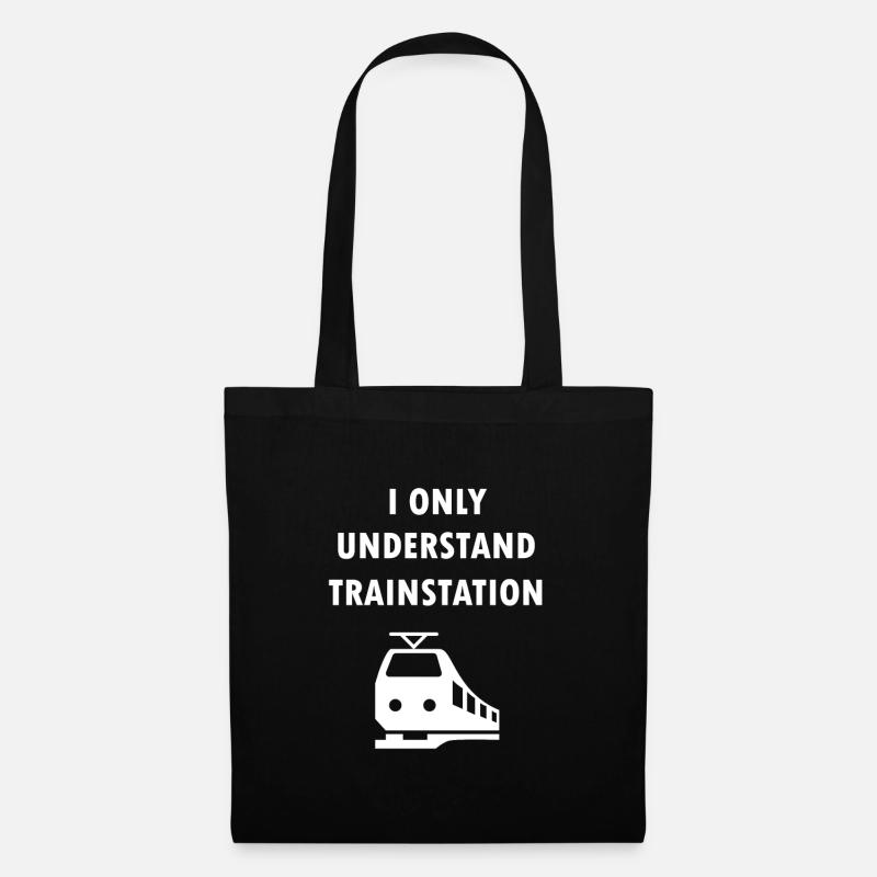 I Only Understand Trainstation Denglisch Spruch - Stoffbeutel - Schwarz