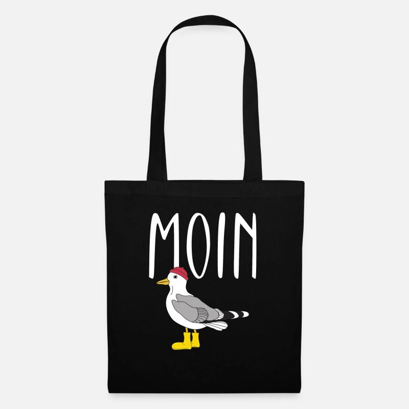 Moin Möwe Vogel See Meer - Stoffbeutel - Schwarz