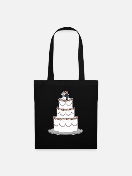 Hochzeitstorte - Stoffbeutel - Schwarz