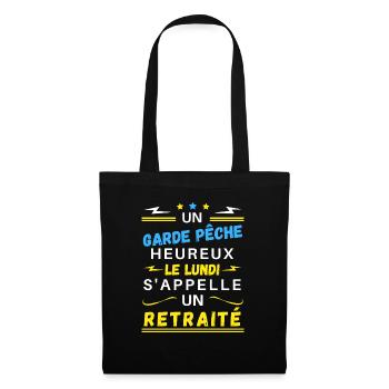 Un garde pêche heureux le lundi s'appelle retraité - Sac en tissu - noir - Devant