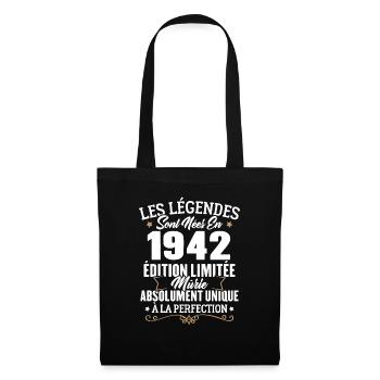 Cadeau d'anniversaire légendes sont nées en 1942 - Sac en tissu - noir - Devant