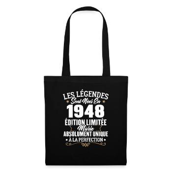 Cadeau d'anniversaire légendes sont nées en 1948 - Sac en tissu - noir - Devant