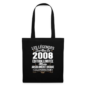 Cadeau d'anniversaire légendes sont nées en 2008 - Sac en tissu - noir - Devant