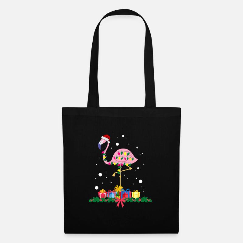 Flamingo-Weihnachten. Weihnachtsgeschenk - Stoffbeutel - Schwarz