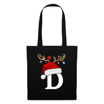 Lettre D bonnet de Noël - Sac en tissu - noir - Devant