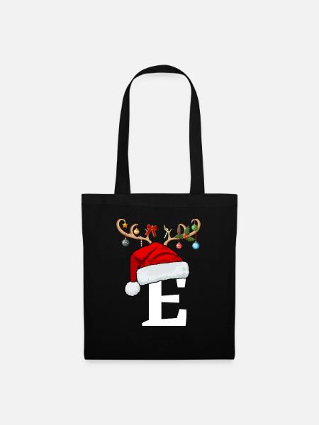 Brief E Weihnachtsmütze - Stoffbeutel - Schwarz