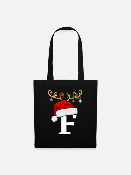 Buchstabe F Weihnachtsmütze - Stoffbeutel - Schwarz