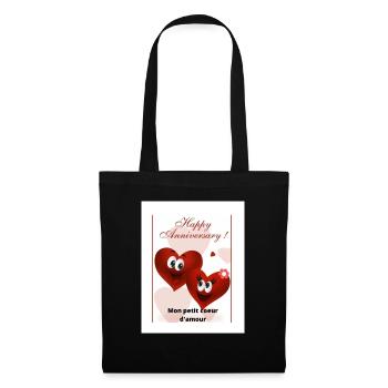 Bon anniversaire mon coeur - Sac en tissu - noir - Devant