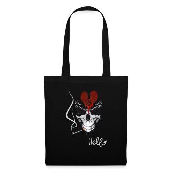 Skull mit Zigarette - Stoffbeutel - Schwarz - Vorne