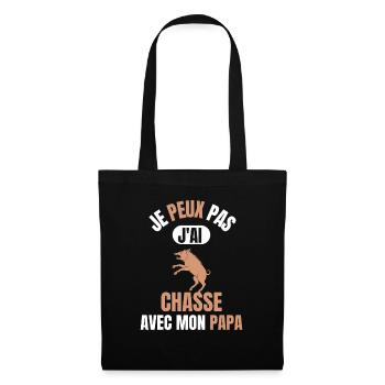Je peux pas j'ai chasse avec mon papa - Sac en tissu - noir - Devant